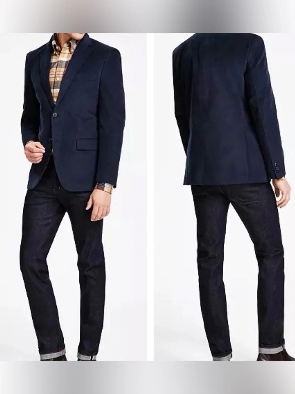 Tommy Hilfiger Navy Corduroy Sport Coat Two-button front w/notch lapel Size 44R